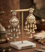 Peach color kundan earrings graceful handmade ethnic appeal