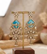 Blue color kundan earrings stylish designer ethnic appeal