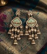 Paris green color kundan earrings premium festive designer appeal