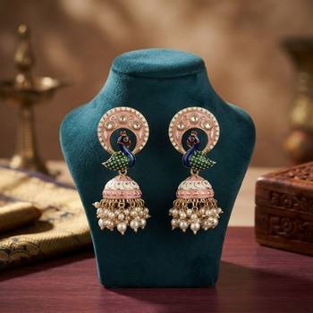 White color meenakari earrings elegant traditional handmade style 2