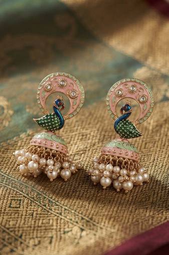 Pista green color meenakari earrings beautiful ethnic designer appeal