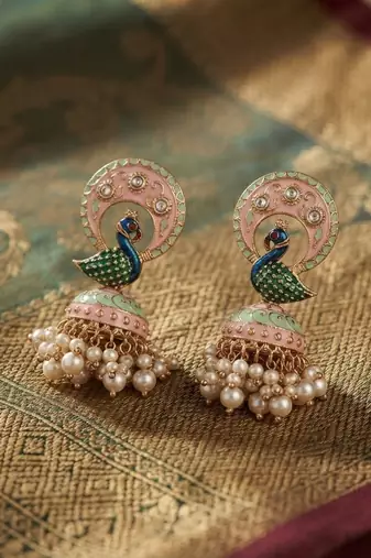 Pista green color meenakari earrings beautiful ethnic designer appeal