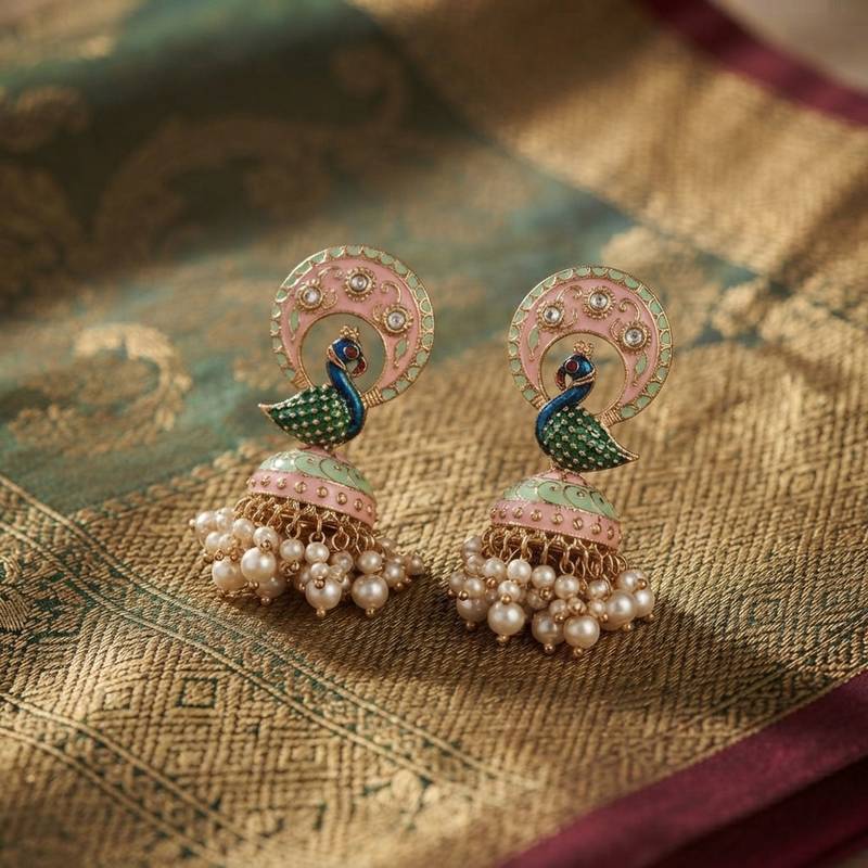 Pista green color meenakari earrings beautiful ethnic designer appeal