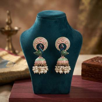 Pista green color meenakari earrings beautiful ethnic designer appeal 2