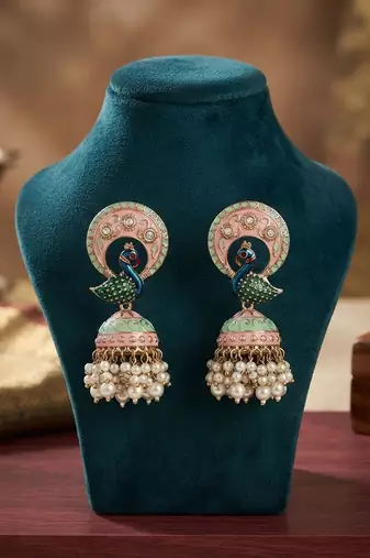 Pista green color meenakari earrings beautiful ethnic designer appeal