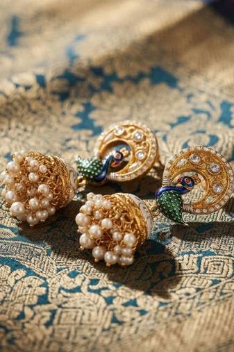 Yellow color meenakari earrings premium festive traditional style