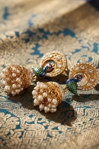 Yellow color meenakari earrings premium festive traditional style