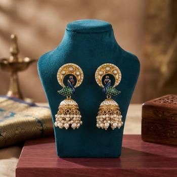 Yellow color meenakari earrings premium festive traditional style 2
