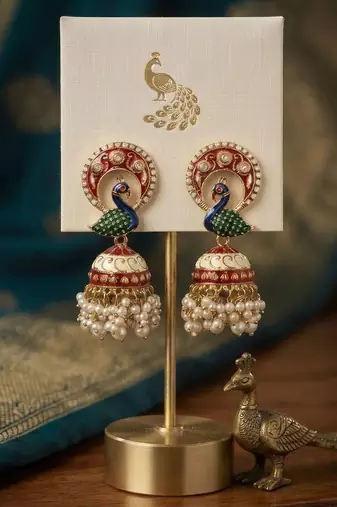 Maroon color meenakari earrings royal handmade designer appeal