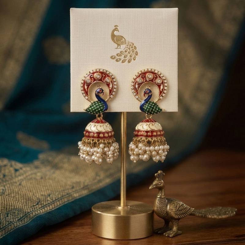 Maroon color meenakari earrings royal handmade designer appeal