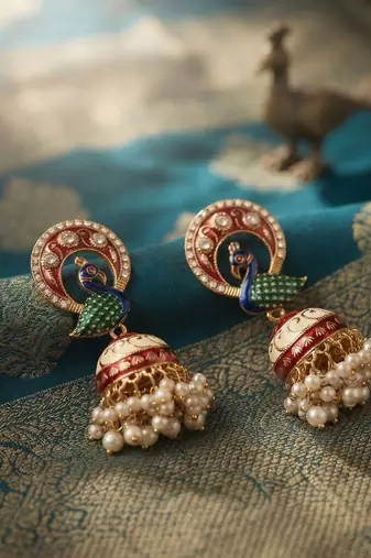 Maroon color meenakari earrings royal handmade designer appeal