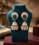 Light pink color meenakari earrings graceful traditional fashion style