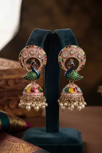 Multi color meenakari earrings elegant festive designer appeal