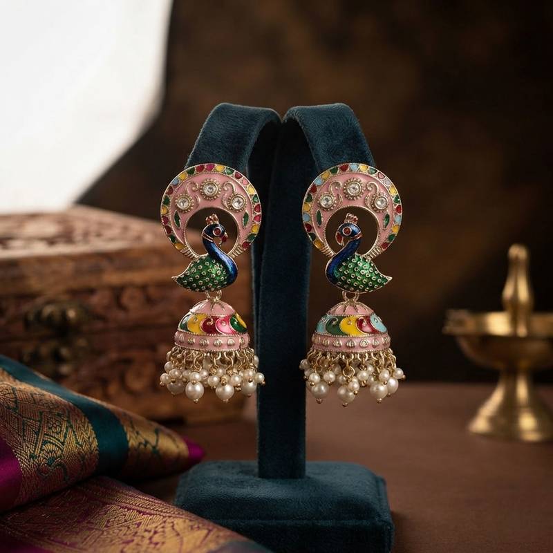Multi color meenakari earrings elegant festive designer appeal
