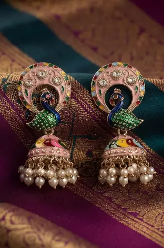 Multi color meenakari earrings elegant festive designer appeal