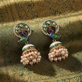 Green color meenakari earrings beautiful handmade ethnic style 2