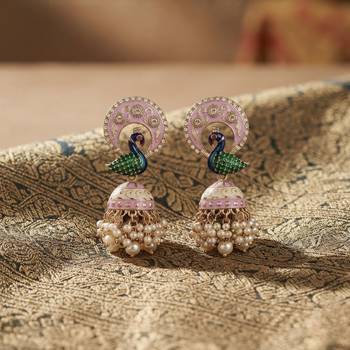 Light purple color meenakari earrings premium traditional finish 1