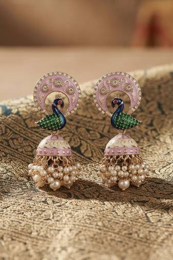 Light purple color meenakari earrings premium traditional finish