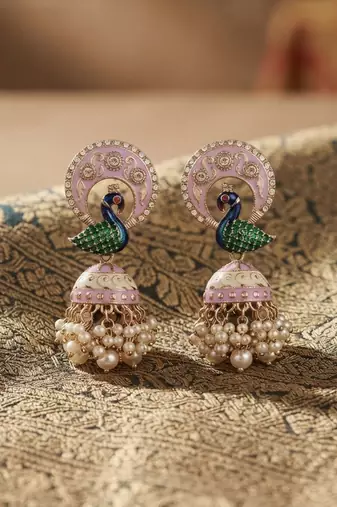 Light purple color meenakari earrings premium traditional finish