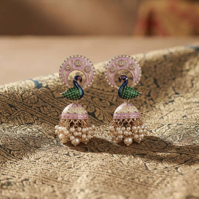 Light purple color meenakari earrings premium traditional finish