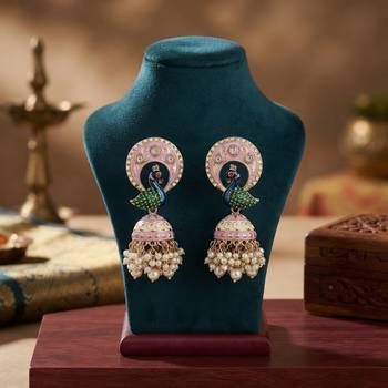 Light purple color meenakari earrings premium traditional finish 2