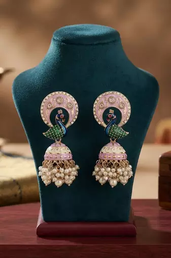 Light purple color meenakari earrings premium traditional finish