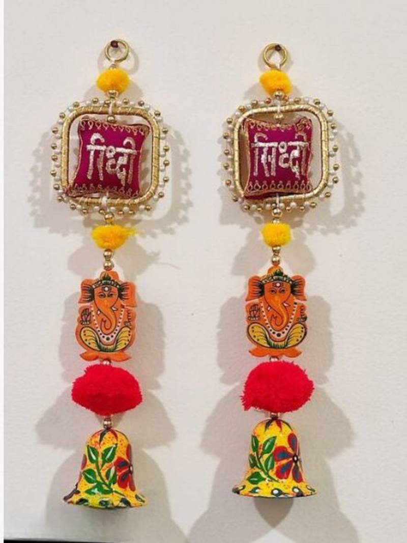 handmade wall hanging decorative door toran tassel home temple decorations (pack of 2)