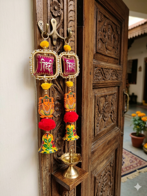 handmade wall hanging decorative door toran tassel home temple decorations (pack of 2) 2