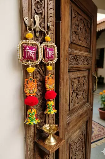 handmade wall hanging decorative door toran tassel home temple decorations (pack of 2)