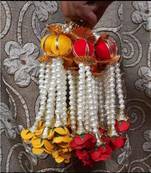 handmade wall decor lattu with gulab hanging for home decor (pack of 4)