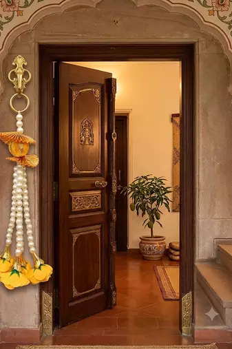 handmade wall decor lattu with gulab hanging for home decor (pack of 4)