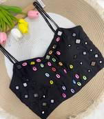 Navratri handwork kodi mirror spaghetti blouse