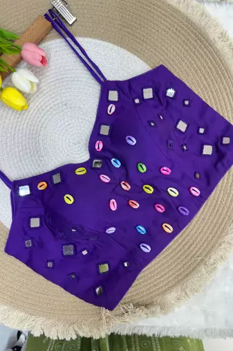 Navratri handwork kodi mirror spaghetti blouse