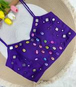 Navratri handwork kodi mirror spaghetti blouse