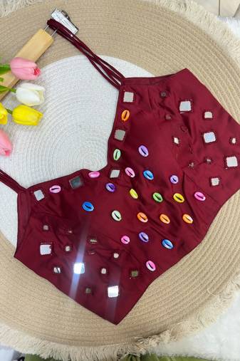 Navratri handwork kodi mirror spaghetti blouse