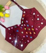 Navratri handwork kodi mirror spaghetti blouse