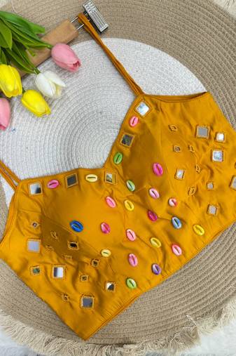 Navratri handwork kodi mirror spaghetti blouse