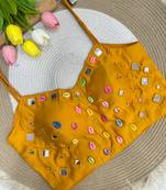 Navratri handwork kodi mirror spaghetti blouse