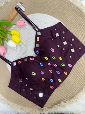 Navratri handwork kodi mirror spaghetti blouse 1