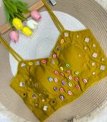 Navratri handwork kodi mirror spaghetti blouse