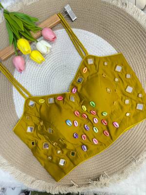 Navratri handwork kodi mirror spaghetti blouse 2