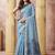 sky blue cotton blend with tassels casul wear saree