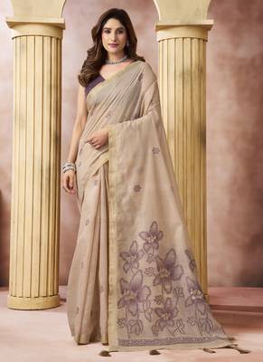 chiku cotton blend with tassels casul wear saree 1