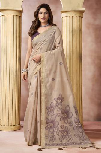 chiku cotton blend with tassels casul wear saree
