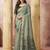 olive cotton blend with tassels casul wear saree