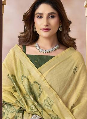 cream cotton blend with tassels casul wear saree 3