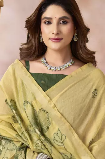 cream cotton blend with tassels casul wear saree