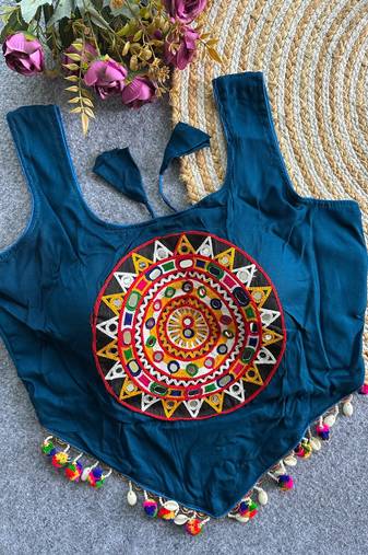 Heavy rayon cotton kutchi mirror blouse