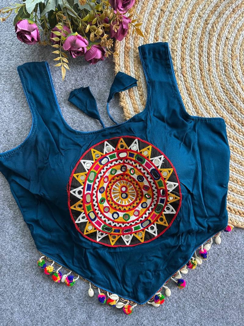 Heavy rayon cotton kutchi mirror blouse