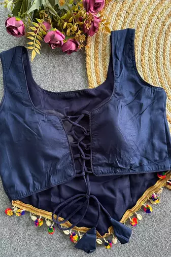 Heavy rayon cotton kutchi mirror blouse